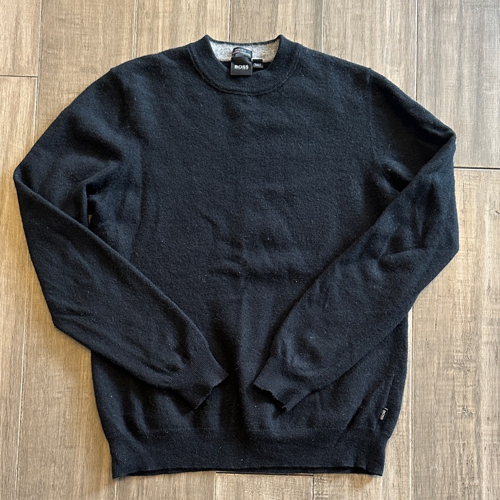 BOSS Men's Classic Black Crewneck Sweater